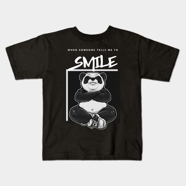 grumpy panda Kids T-Shirt by Katebi Designs